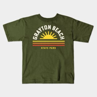 Grayton Beach State Park Florida Retro Vintage Stripes Sunset Kids T-Shirt